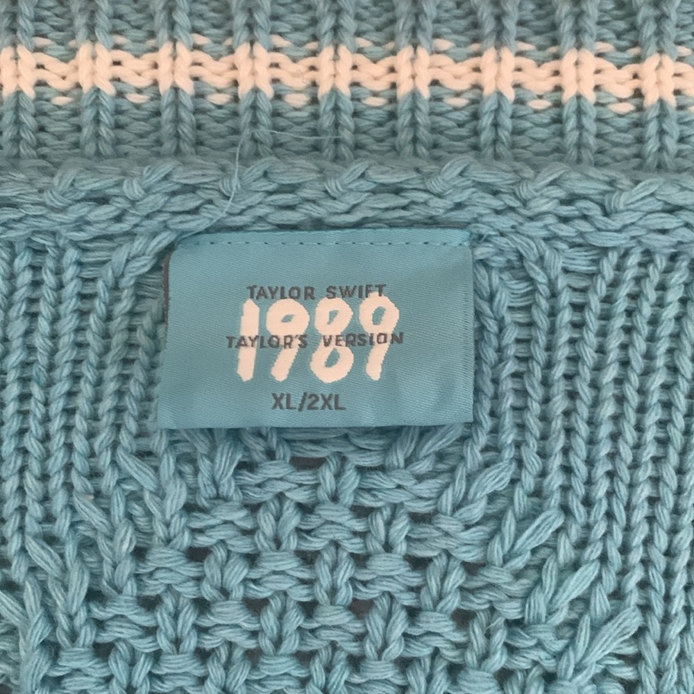 Taylor Swift’s 1989 Taylor’s Version Women's Blue Cable Knit Sweater - Picture 2 of 6